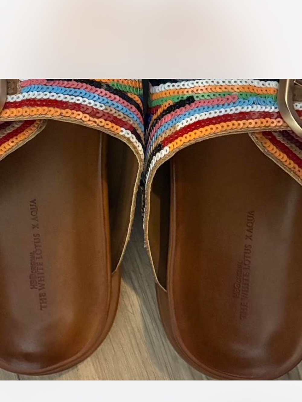 The White Lotus x Aqua Multicolor Sequin Sandal exclusive Bloomingdale’s Style - Picture 2 of 5